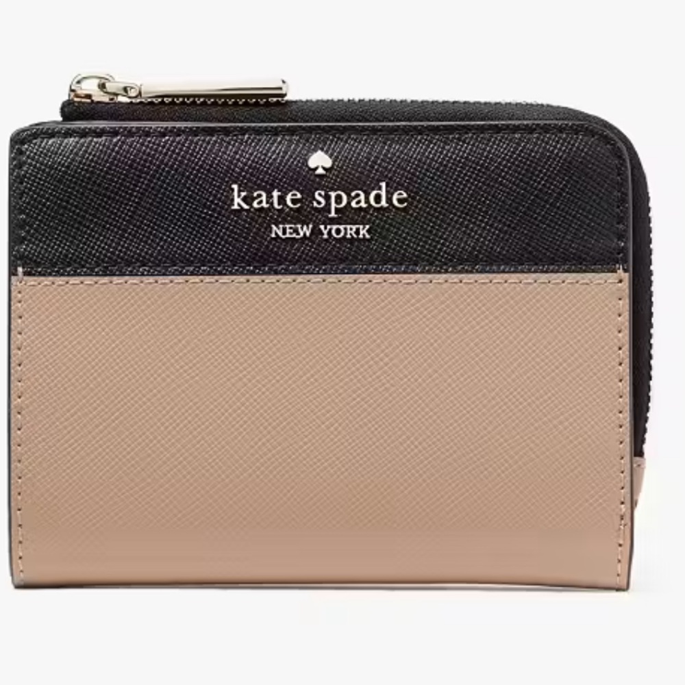 🌟NWOT🌟Kate Spade Small Purse Size Wallet Black and Tan Split Gold Hardware